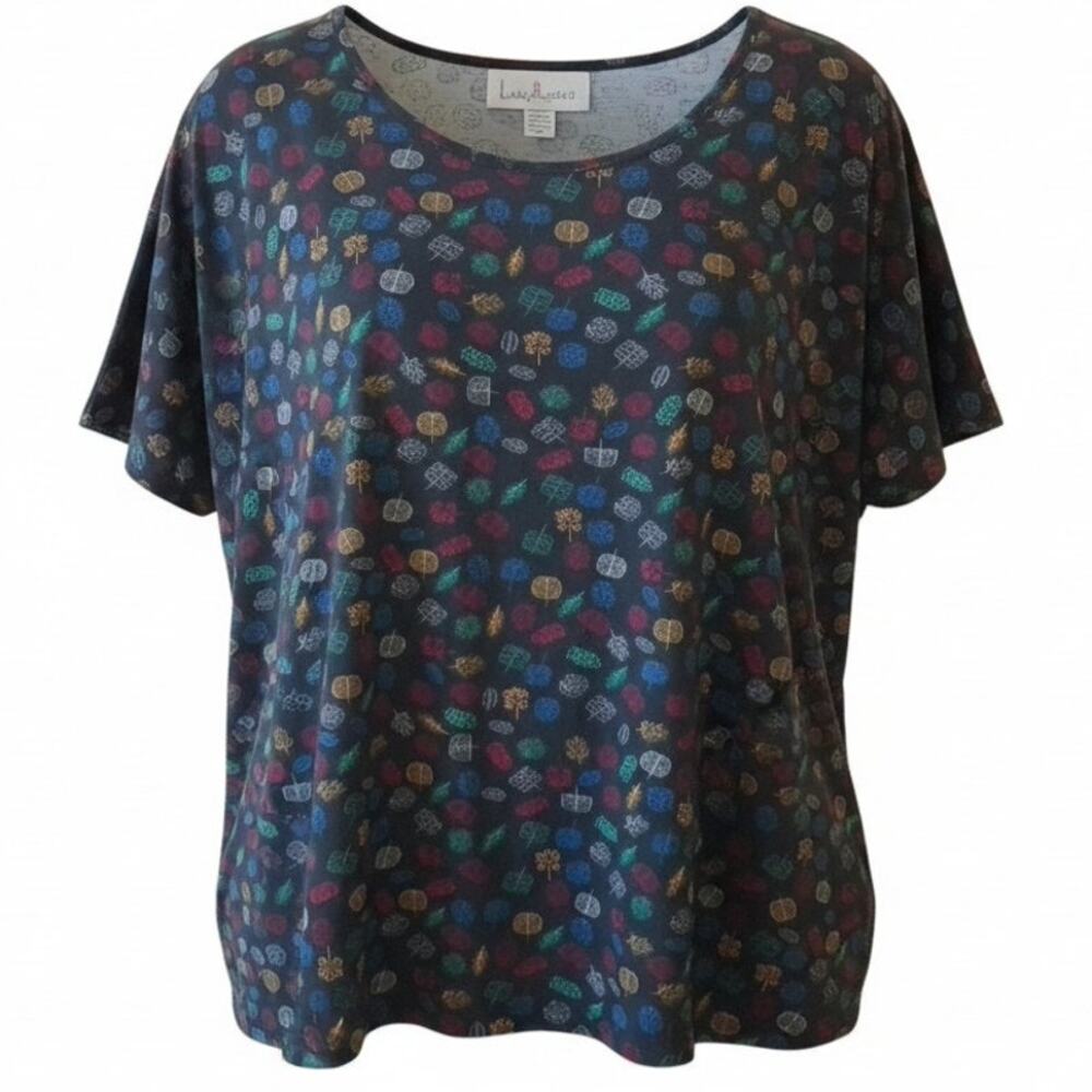 LuLaRoe T-Shirt Multicolor Scoop Neck Short Sleeve Womens Size 2XL